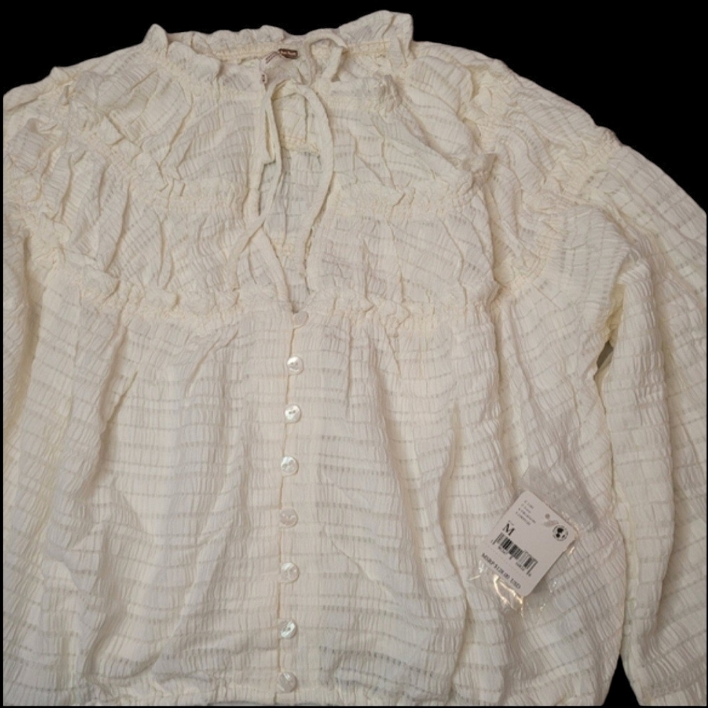 Nwt FREE PEOPLE CROP LONG SLEEVE BLOUSE Size M - Picture 7 of 8